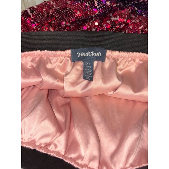 ModCloth Sparkle Pink Purple Ombre Party Sequin Shirt Blouse Top & Skirt Set XL - Picture 10 of 10